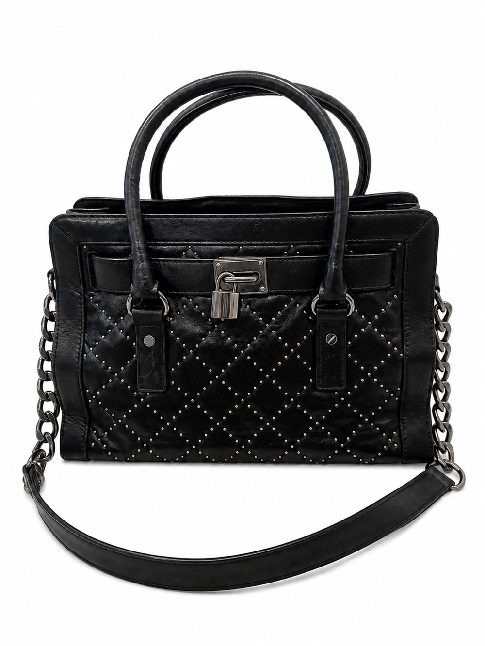 Michael Kors Black Studded Quilted Satchel